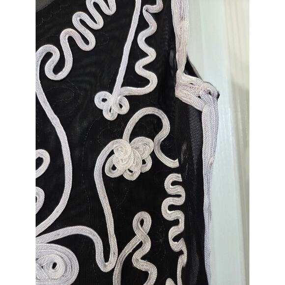 Andrea Rosati Black White Sheer Blouse, Size XL - Picture 9 of 11